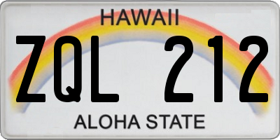 HI license plate ZQL212