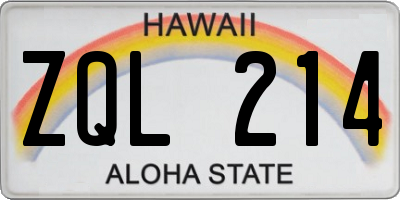HI license plate ZQL214