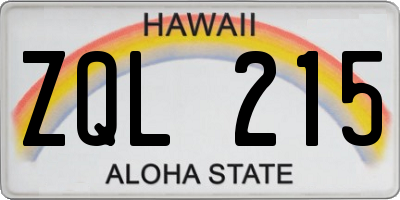 HI license plate ZQL215