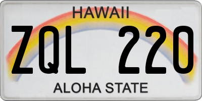 HI license plate ZQL220