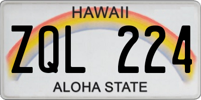 HI license plate ZQL224