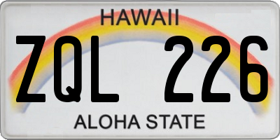 HI license plate ZQL226