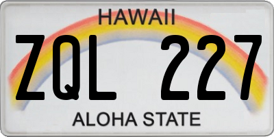 HI license plate ZQL227