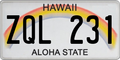HI license plate ZQL231