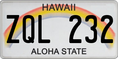 HI license plate ZQL232