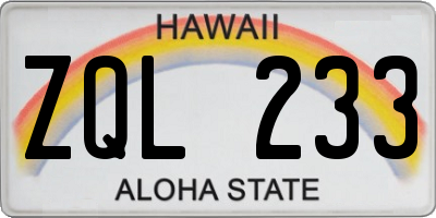 HI license plate ZQL233