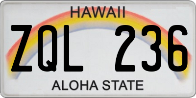 HI license plate ZQL236