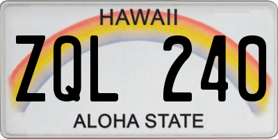 HI license plate ZQL240