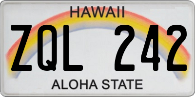 HI license plate ZQL242