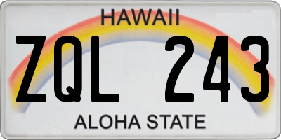 HI license plate ZQL243