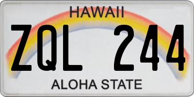 HI license plate ZQL244