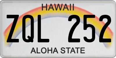 HI license plate ZQL252