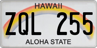 HI license plate ZQL255