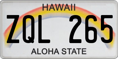 HI license plate ZQL265