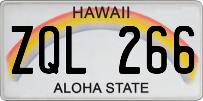 HI license plate ZQL266