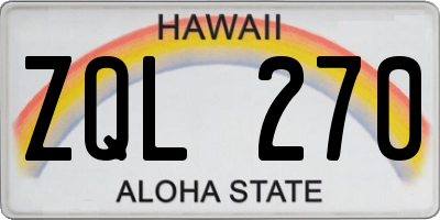 HI license plate ZQL270