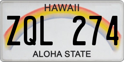 HI license plate ZQL274