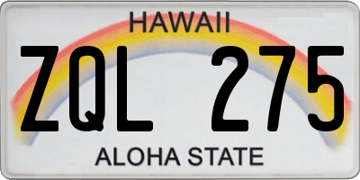 HI license plate ZQL275