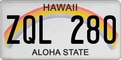 HI license plate ZQL280
