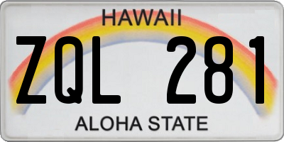 HI license plate ZQL281