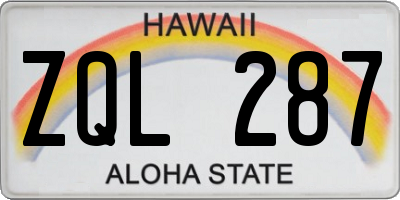 HI license plate ZQL287