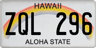 HI license plate ZQL296