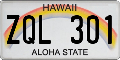 HI license plate ZQL301
