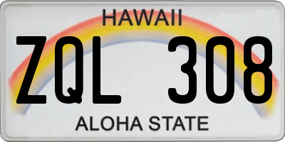 HI license plate ZQL308