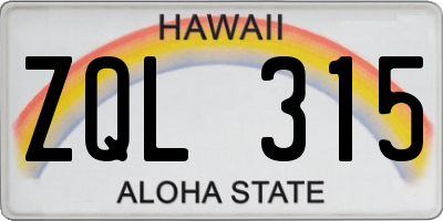 HI license plate ZQL315