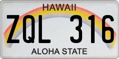 HI license plate ZQL316