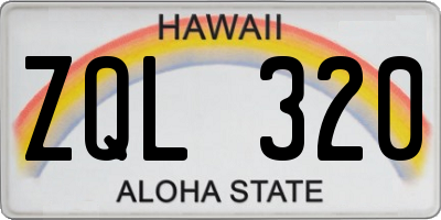 HI license plate ZQL320