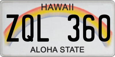 HI license plate ZQL360