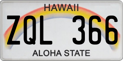 HI license plate ZQL366