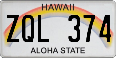 HI license plate ZQL374