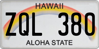 HI license plate ZQL380