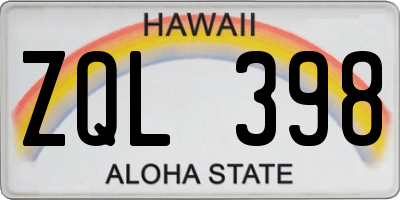 HI license plate ZQL398