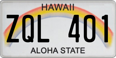 HI license plate ZQL401
