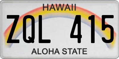 HI license plate ZQL415
