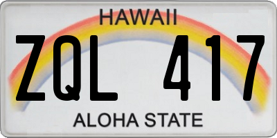 HI license plate ZQL417