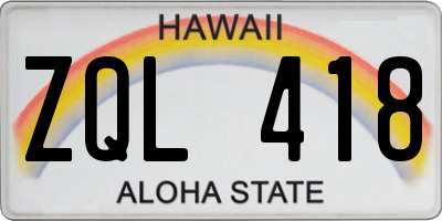 HI license plate ZQL418