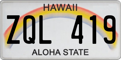HI license plate ZQL419
