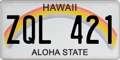 HI license plate ZQL421