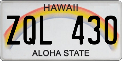 HI license plate ZQL430