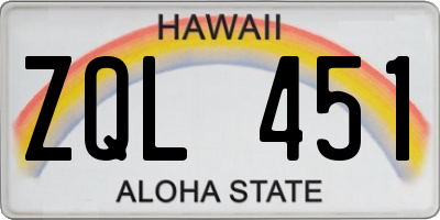 HI license plate ZQL451
