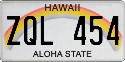HI license plate ZQL454