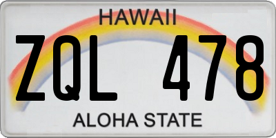 HI license plate ZQL478
