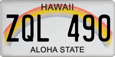 HI license plate ZQL490