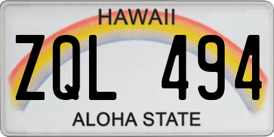 HI license plate ZQL494