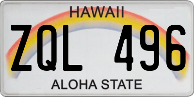 HI license plate ZQL496