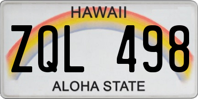 HI license plate ZQL498
